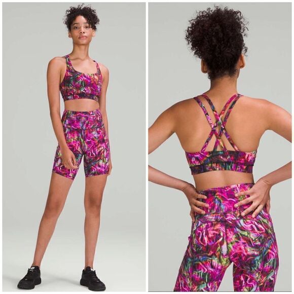 LULUEMON Energy Longline Bra in Hyper Flow Pink Multi NWT - Picture 1 of 8